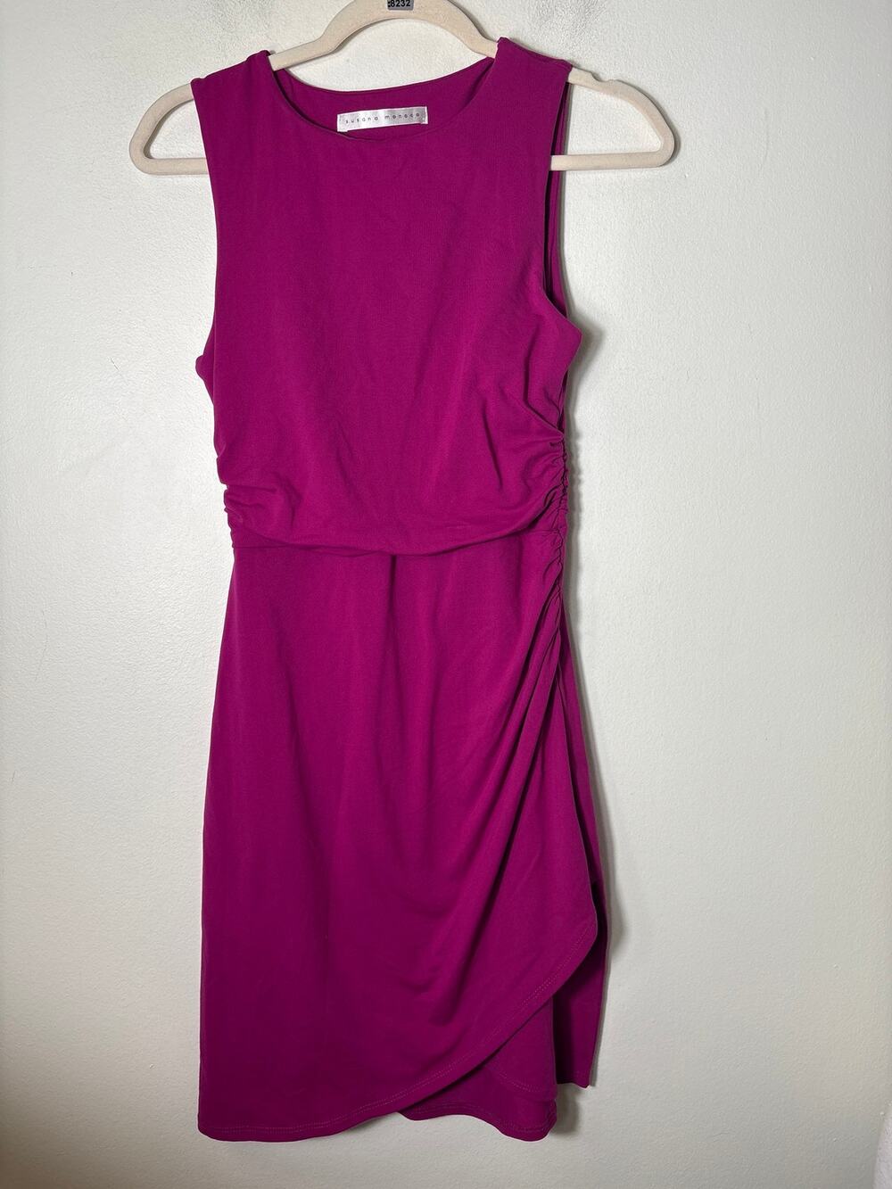 Susana Monaco Fushia Sleeveless Ruched Midi Dress Sz S